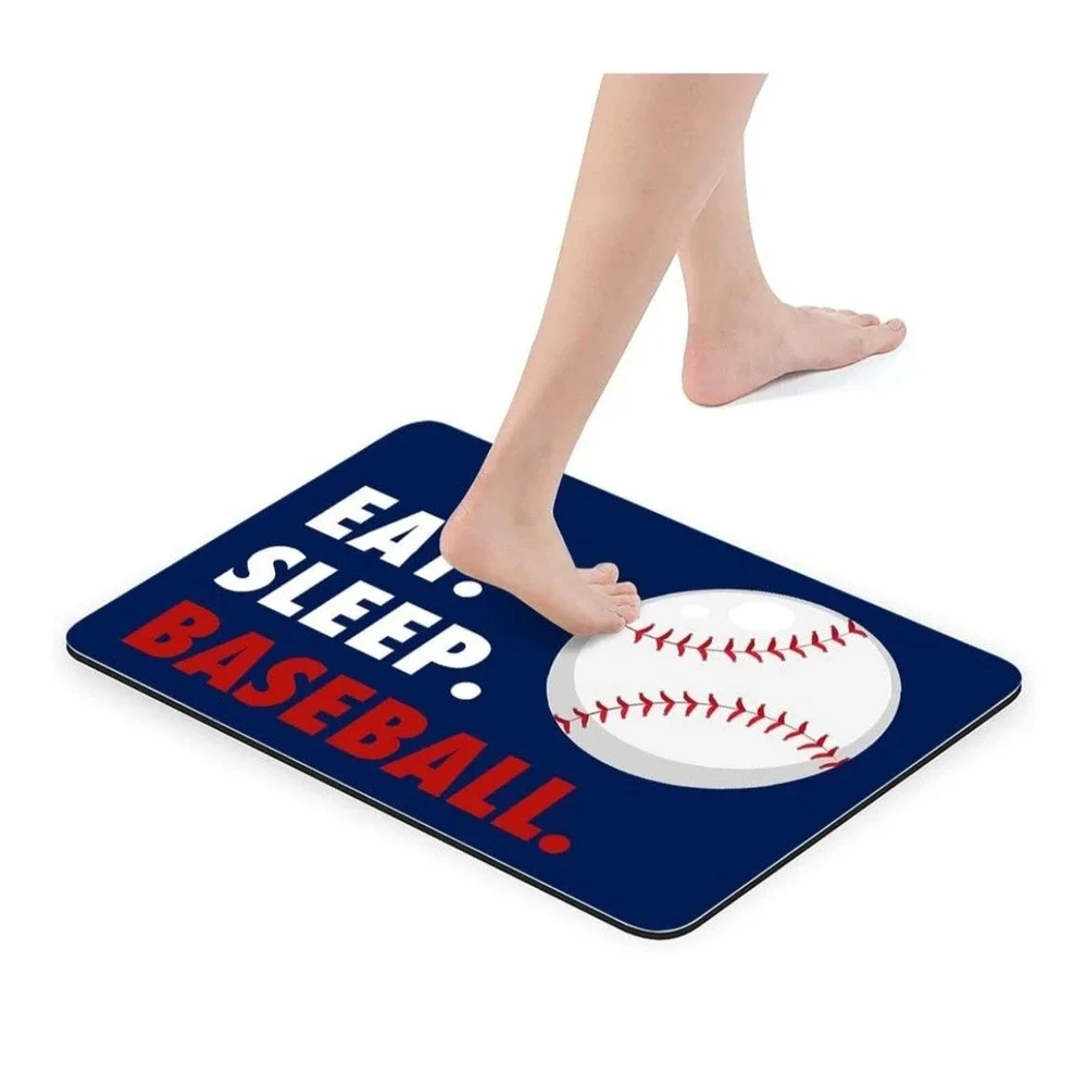 Eat Sleep Baseball Blue Red White Non Slip Bath Mat 24